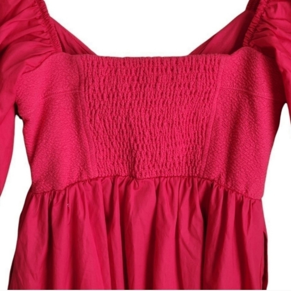 Anthropologie Maeve Puff-Sleeved Sweetheart Mini Dress Red Size Medium - Picture 10 of 10